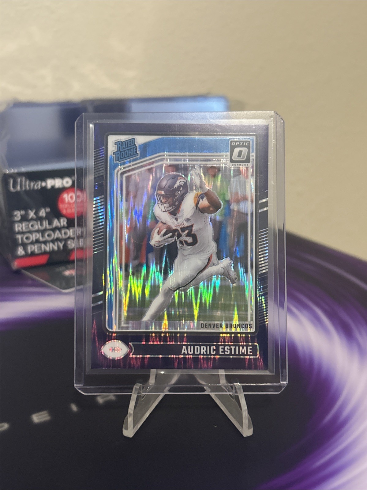 2024 Panini Donruss Optic - Rated Rookie Audric Estime #206 Purple Shock Prizm