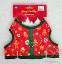 New Happy Howlidays Gingerbread Candy Cane Pet Harness Festive Holiday Dog Vest