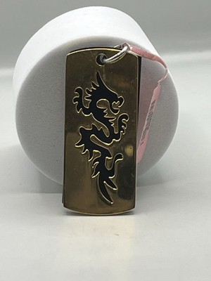 KARIS  Dragon Dog Tag Necklace Pendant w/ Garnet Back Plate January Birthstone