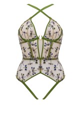 Studio Pia Olita Ouvert Bodysuit Jungle Green size 2 30D 32C 34B XS-S NWT