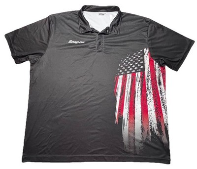 Snap-on Performance Polo Shirt Mens 3XL Black USA America Flag Graphic Workwear