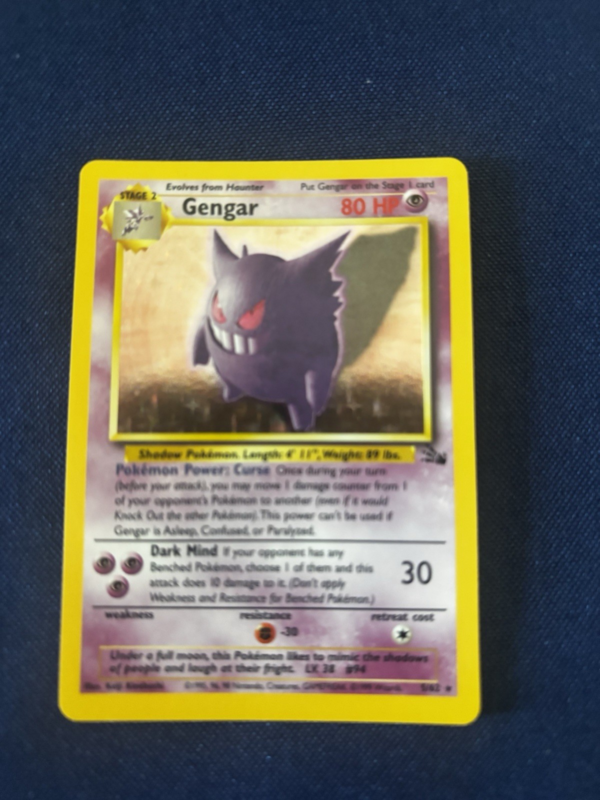Pokemon Fossil Gengar Holo Rare 5/62 LP/MP