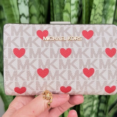 MICHAEL KORS JET SET TRAVEL MD BIFOLD ZIP COIN CARD WALLET MK LOGO