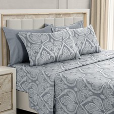 LUX D cor Paisley Queen Sheet Set   6 Piece Ultra-Soft Microfiber Bed