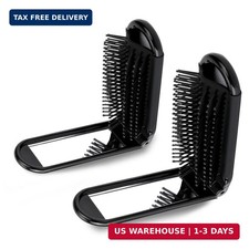 2 Pcs Foldable Hair Brush with Mirror Portable Travel Hair Brush Pocket Size Ant