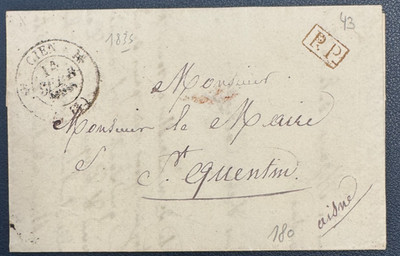 Letter From GIEN (Loiret) / 1835 / Type 12 A Fleuron Stamp / Postage Paid PP
