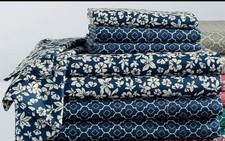 Full Size Navy/Floral Sheet Set 2-Pack New