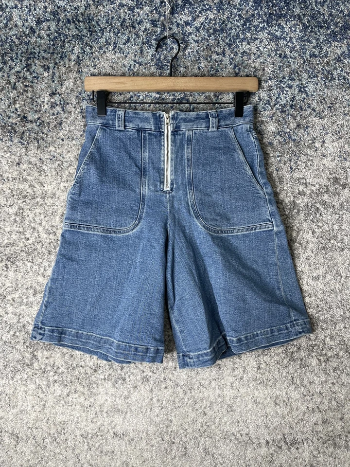 Bermudas de mezclilla See By Chloe para mujer 25 azules tiro alto hechas en Italia bolsillos