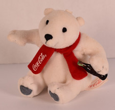 Coca Cola Polar Bear Mini Plush Holding Coke Bottle 4 Red Scarf