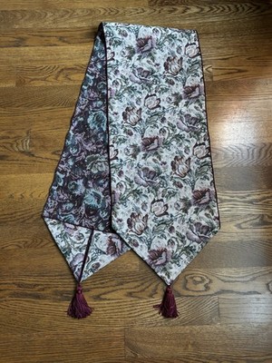 Vintage Tapestry Floral Table Runner Tassels Cottagecore 80s/90s