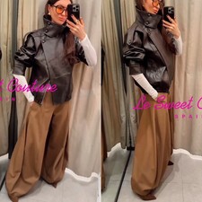 ZARA WOMAN NWT FW25/26 CARAMEL VOLUME WIDE LEG PANTS ZW COLLECTION 4043/041/732