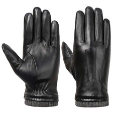 Italian Sheepskin Leather Gloves for Men, Winter Warm Fleece Lined Touch Scre...