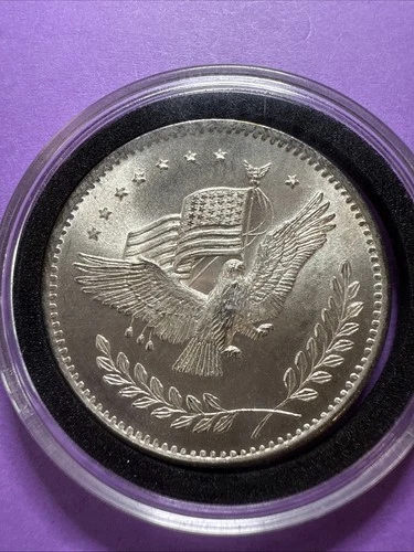 1 oz Rare American Eagle & Flag Bullion Trade Unit .999 Silver Round & Capsule