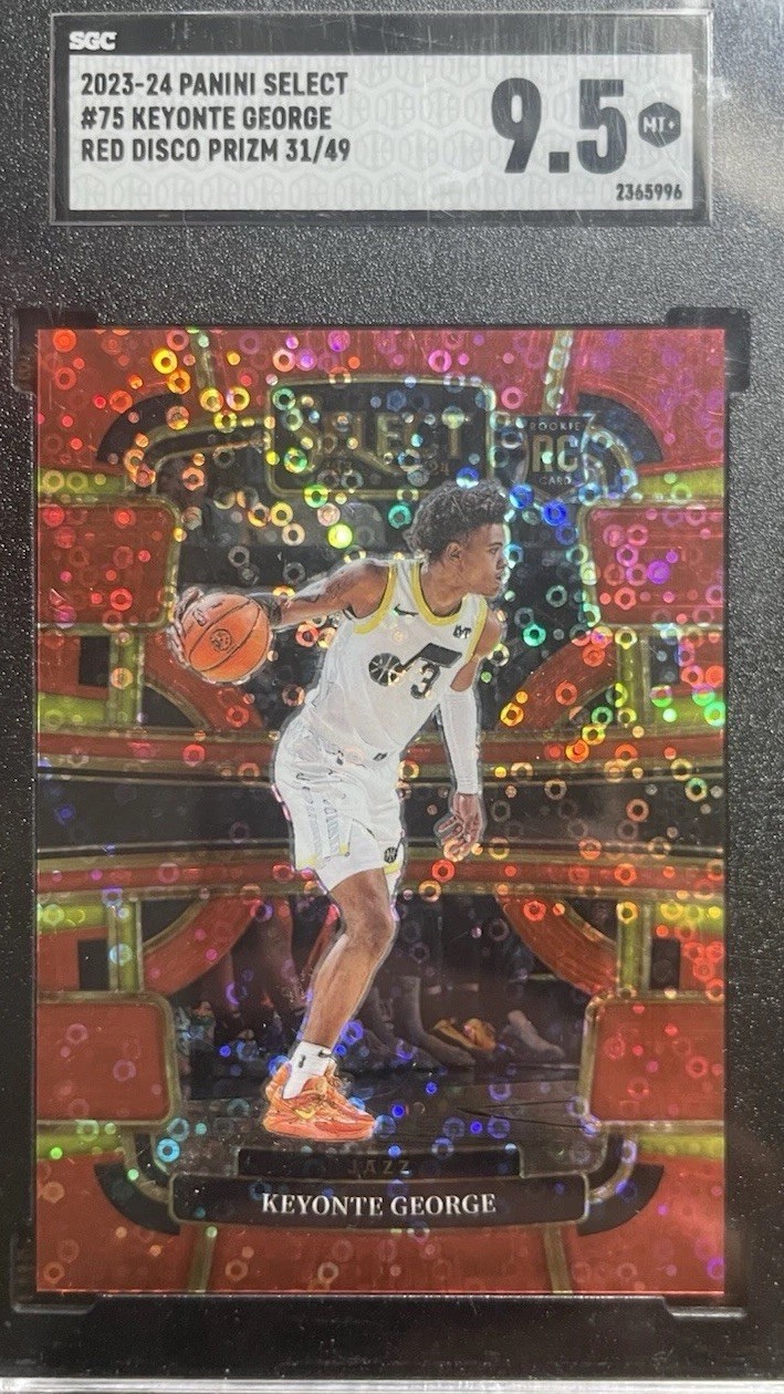 2023-24 Panini Select - Concourse Keyonte George #75 Red Disco Prizm /49 (RC)