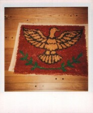 Old Vintage Photo COLOR POLAROID EAGLE FOLK ART FLOOR MAT INSTANT PHOTOGRAPH