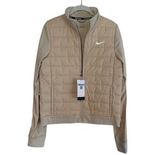 Nike Therma Fit Size M Beige Running Jacket Women's Quilted Full Zip NWT