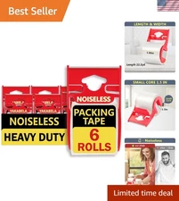 Packing Tape Clear Noiseless 6 Dispenser Rolls Strong Adhesive Shipping