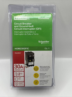 #ad HOM230GFI SQUARE D HOMELINE SERIES 2 POLE 30A GFCI GROUND FAULT CIRCUIT BREAKER $90.00