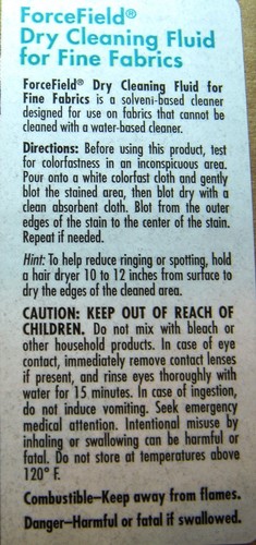 FORCEFIELD BEST DRY CLEANING FLUID FOR FINE FABRICS, 4oz.FREE FAST SHIPPING - Picture 18 of 23
