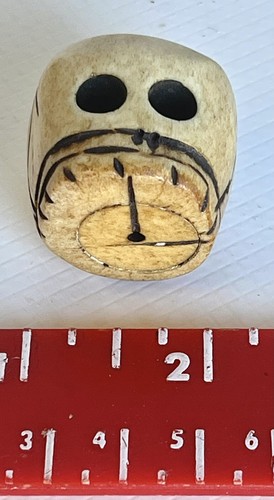Vintage Rosenkranzkorn geschnitzter Kopf Christus Vanité Memento Mori Totenkopf 19. 3 cm - Bild 6 von 7