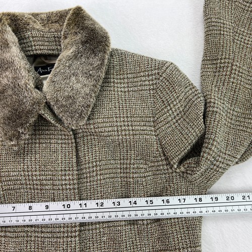 Ann Freedberg VTG Blazer Jacket Wool Cashmere Sz 4 Removable Faux Fur Plaid Zip - Picture 21 of 24