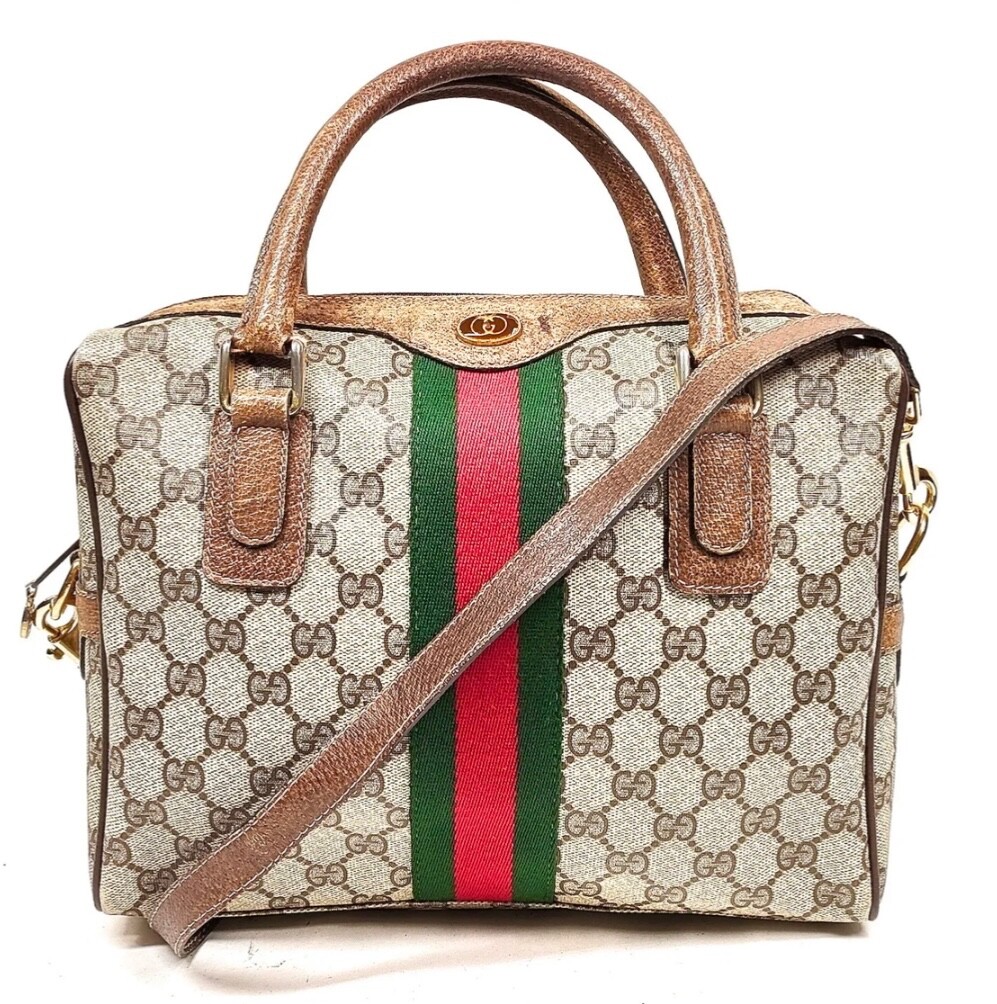 Vintage Gucci Hand Bag Sherry Line Brown PVC [Preowned] | eBay