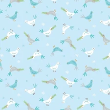 Noah's Journey Nursery Baby Doves of Peace Bird Light Blue Multi 44" by the Yard