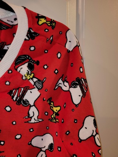 Peanuts Women's Fleece Pajama SET Snoopy Woodstock Snow Winter size XL - Picture 7 of 24