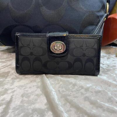 COACH BLACK MONOGRAM VINYL CLASP WALLET