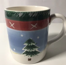 Macy’s The Cellar Coffee Tea Mug Cup Christmas Tree Cocoa Red Green Xmas 2002