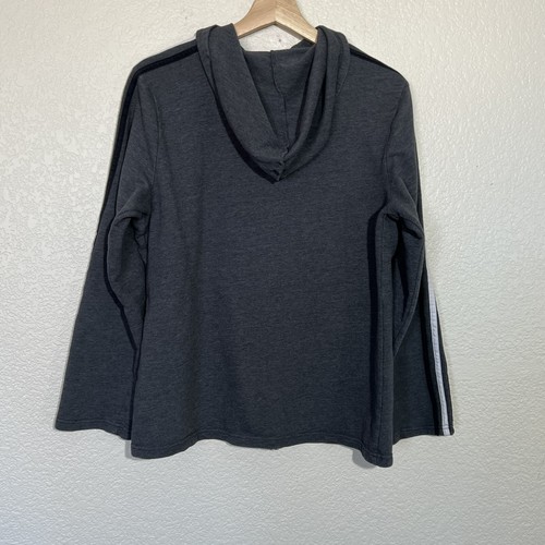 Women’s Sweater Hoodie Sz 1x (16-18) Bobbie Brooks Full Zip Striped Gray - Picture 7 of 10