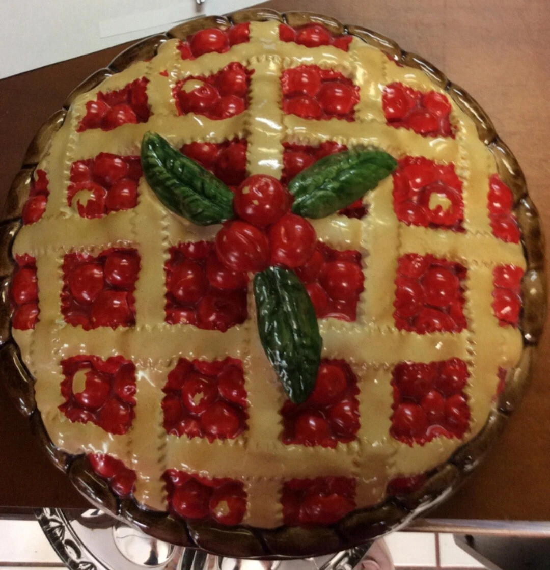 11" Pie Plate Made In Portugal Over And back Co. 2 pc set . Cherry pie top .