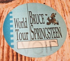 Perri Bruce Springsteen 1992 World Tour Satin Backstage Pass Round Blue