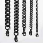 3/5/7/9/11mm Mens Black Stainless Steel Cuban Curb Link Chain Necklace 18-26"