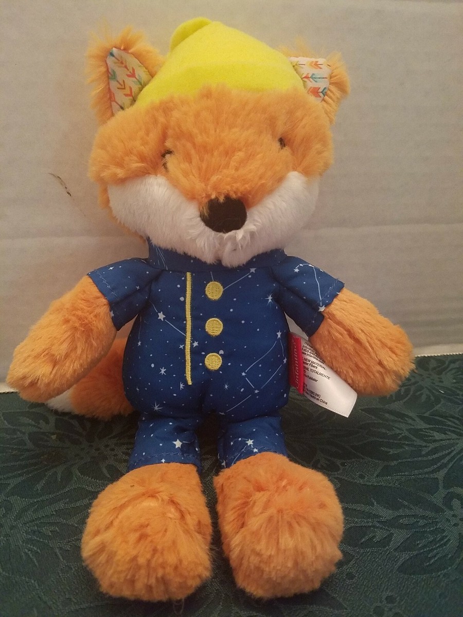 PLUSH DOLL FIGURE BLUE BOX SOFT INFANTINO RED FOX BABY NURSERY TOY