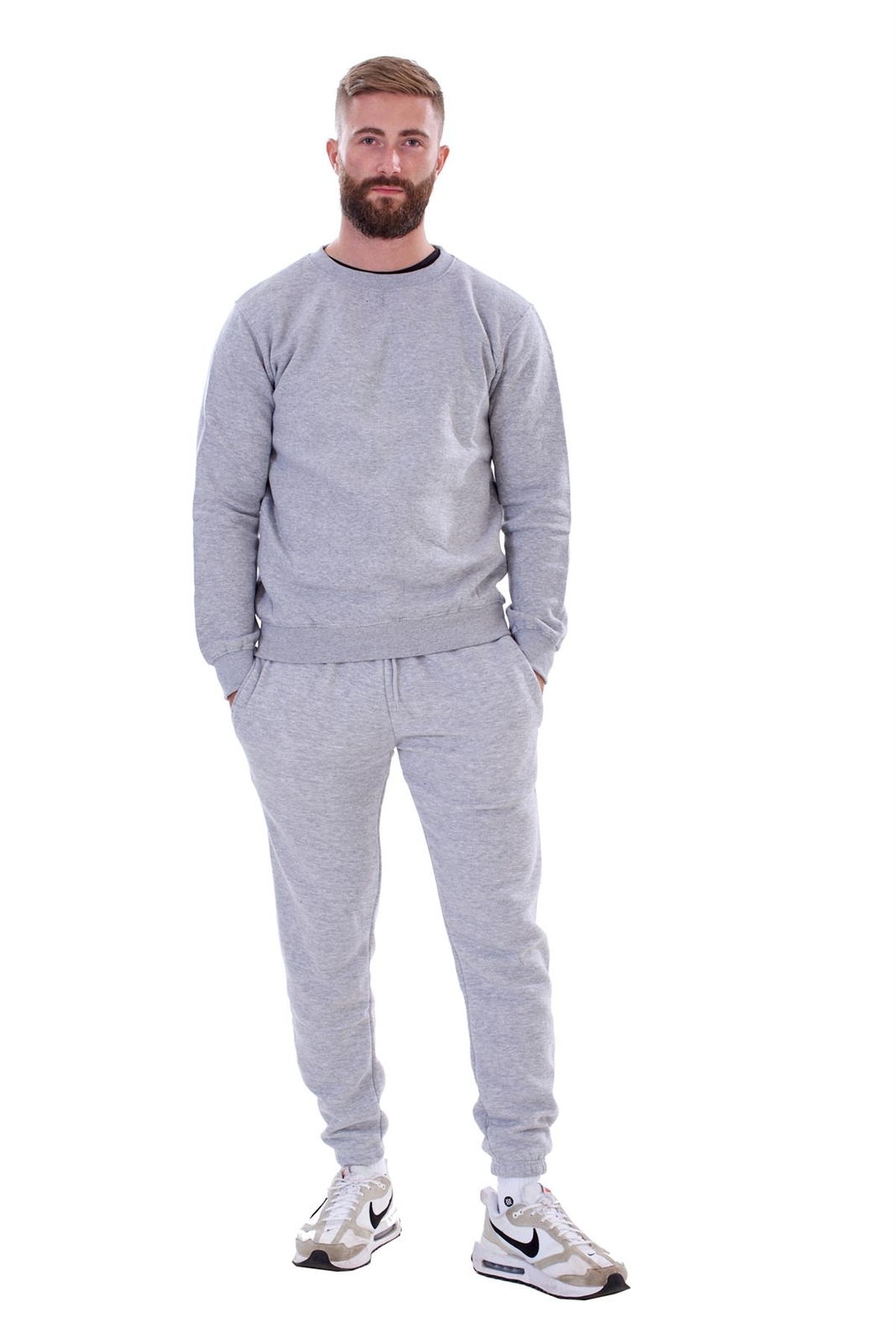 Mens Plain Solid Tracksuit Fleece Pullover Sweatshirts Cotton Jogging