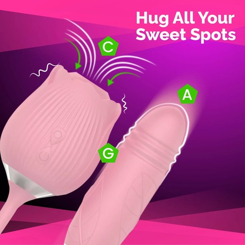 Rose Shape Sucking Vibrator Clitoral G-spot Suction Sex Toy 10 Speed WaterProof - Picture 11 of 38