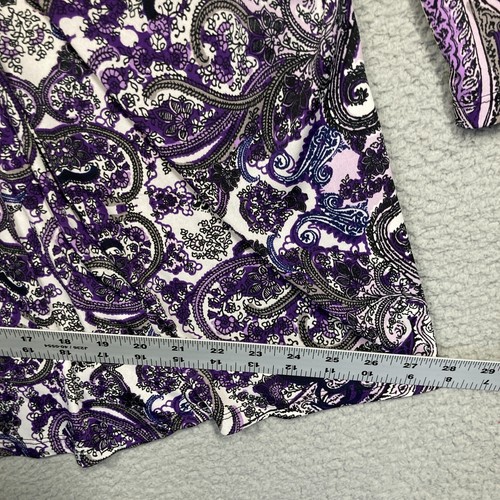 Lane Bryant Top Women's Plus 18/20 Purple Dark Paisley V Neck Relaxed Stretch - Picture 7 of 15