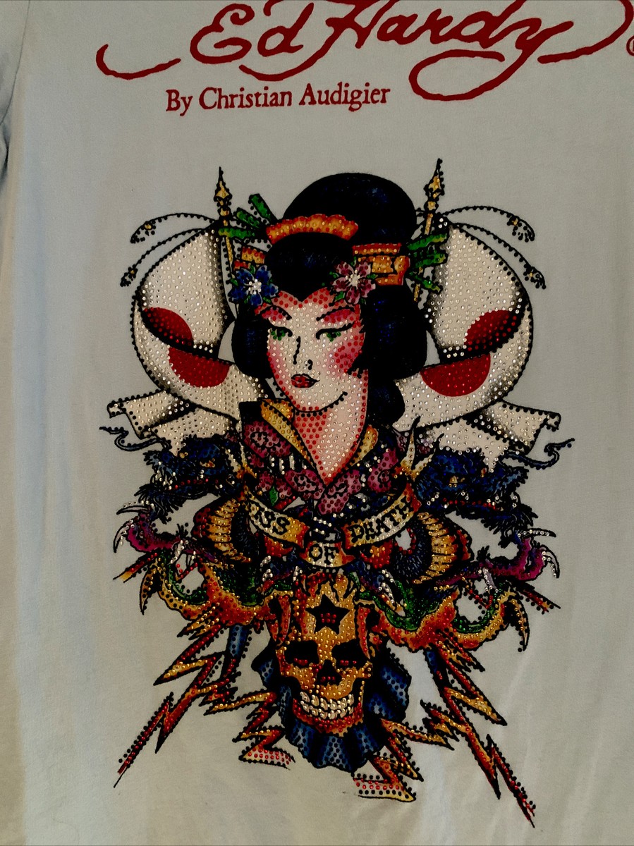 【セール】エドハーディー レディース 半袖 Tシャツ 【200種類の品揃え】 Ed Hardy GEISHA GIRL ゲイシャ　ガーネット セレブ カジュアル ファッション エドハーディー レディース 半袖 Tシャツ 【200種類の品揃え