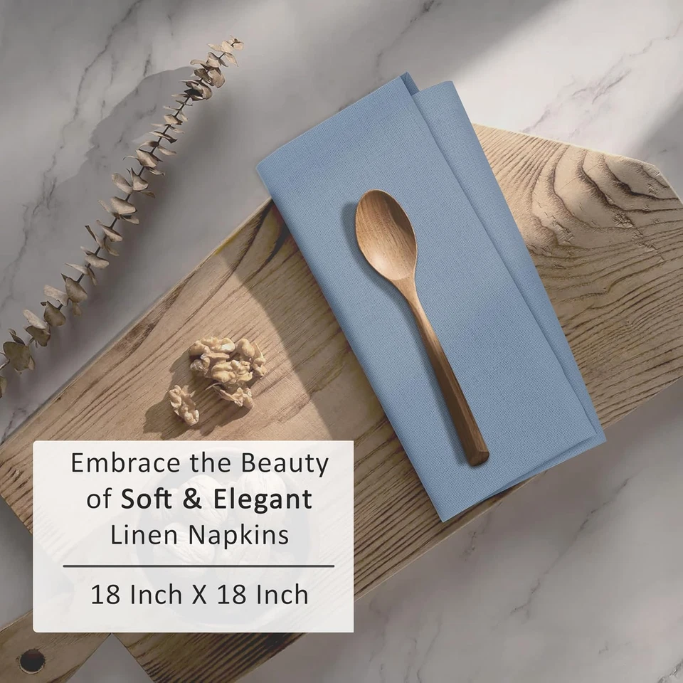 Juego de 12 servilletas de lino, servilletas de tela 18X18, mezcla de algodón y lino servilletas tela con Foto 4 de 4