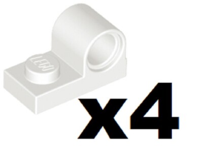 LEGO 4 New Bricks White 1 x 2 Modified with Pin Hole on Top Part 11458 WH1
