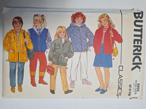 Coat Jacket Vest Boys Girls 7 8 Butterick 6804 Sewing Pattern Cut Hooded Rain - Picture 1 of 8