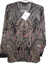 NWT Bob Mackie Multicolor Blouse Size L RK