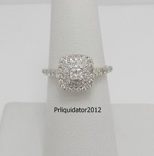 1/2CT Natural Diamond Halo Frame Engagement Wedding Ring Bridal 14K White Gold