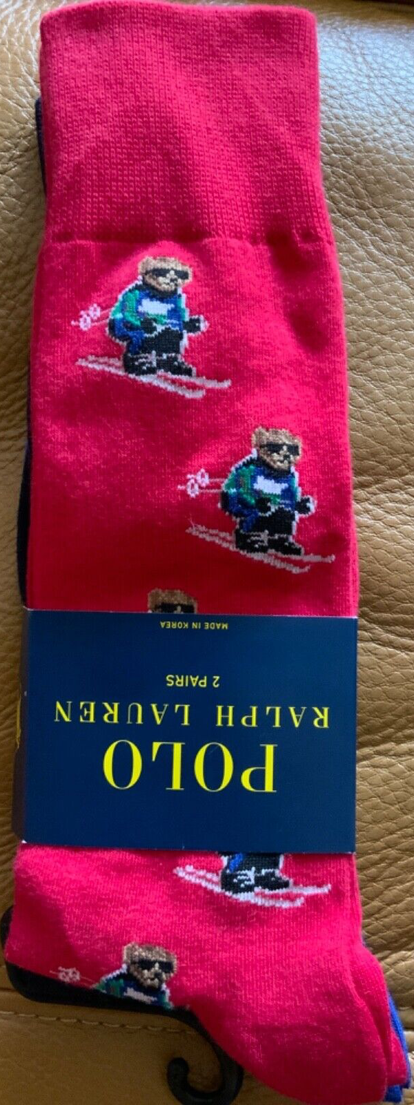 Polo RALPH LAUREN iconica polo da sci orso pony 2 paia calzini taglia 10 13 scarpa 6 12 5 nuova con etichette