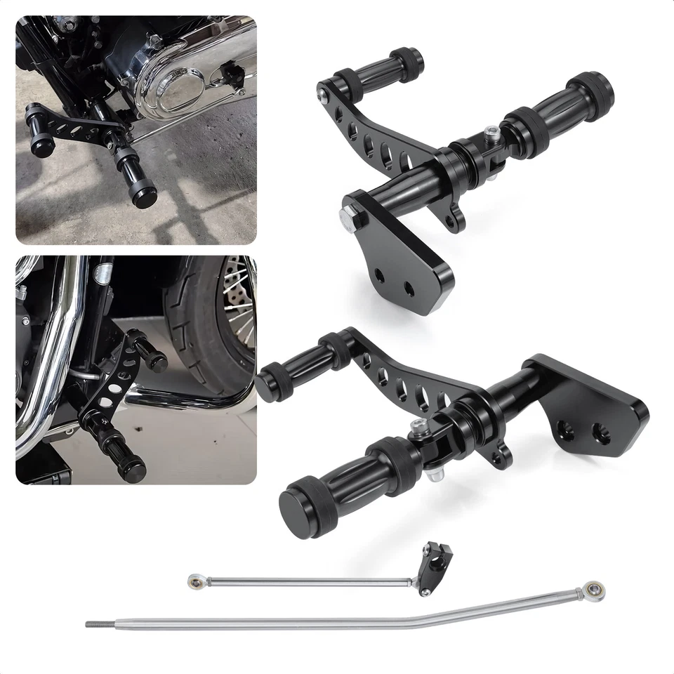 Black Forward Controls For Harley Dyna Super Glide 00-2017 Street Bob Low Rider Foto 2 de 4