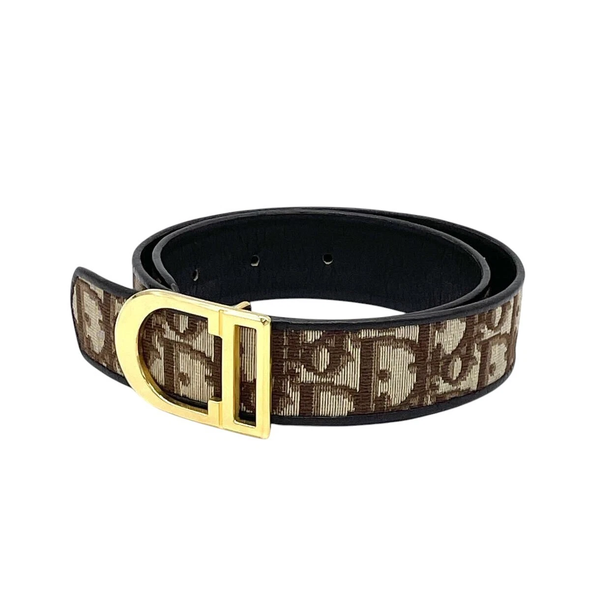 Ceinture Christian Dior marron doré logo CD vintage monogramme