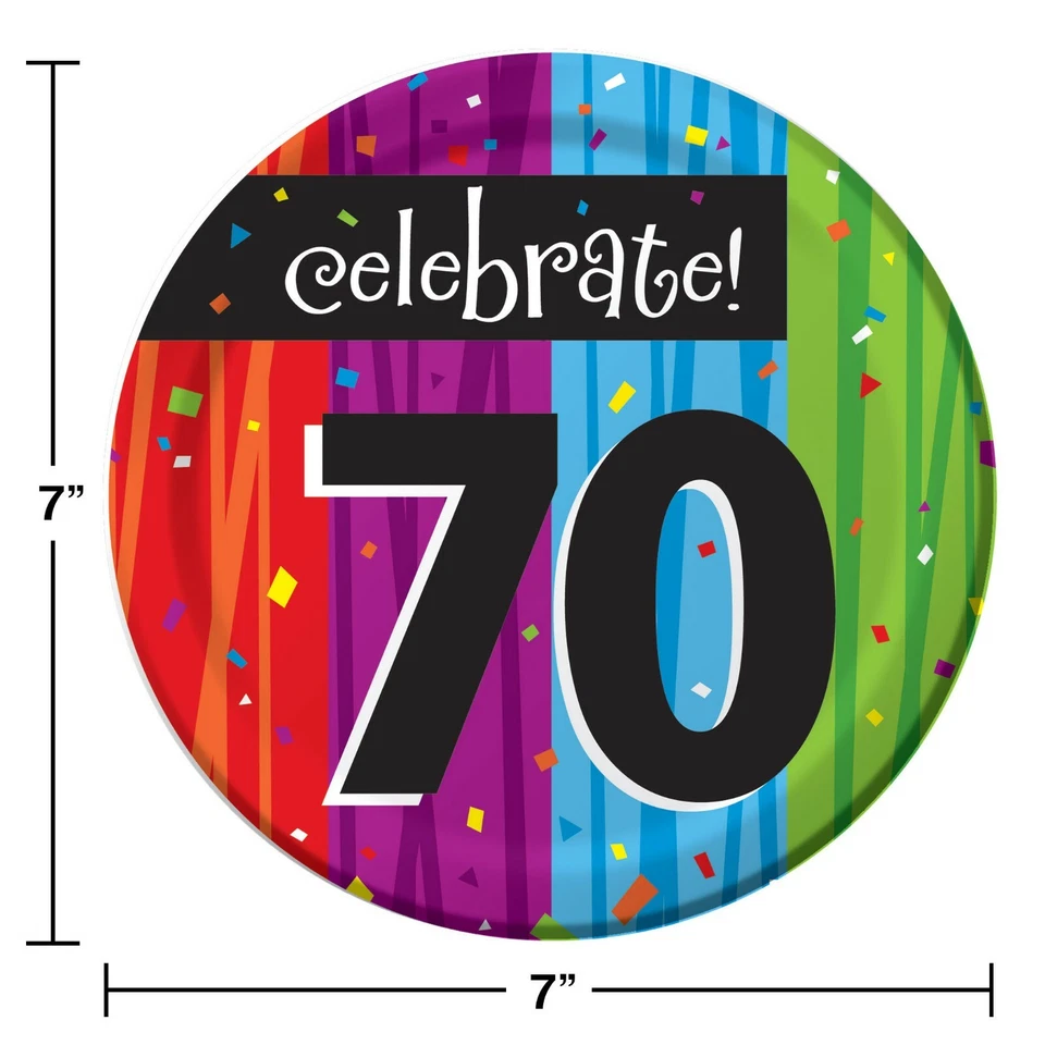 70th Birthday Dessert Plates 8 ct Party Favor Party Decoration Supply - Image 2 of 2