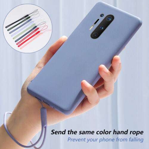 For OnePlus 9 8 Pro 8T 7T 7 6T 6 Liquid Silicone Hand Landyard Soft Case Cover - Picture 1 of 19