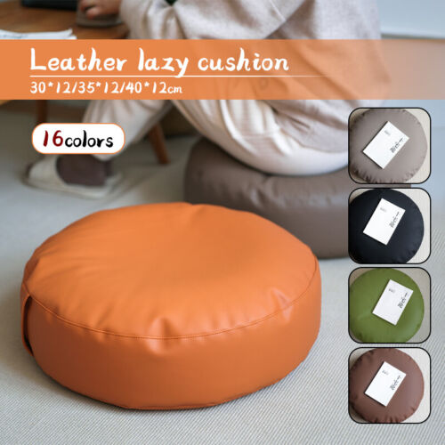 Soft Round Leather Floor Cushion Seat Tatami Mat Ottoman Meditation yoga Cushion - Picture 1 of 36